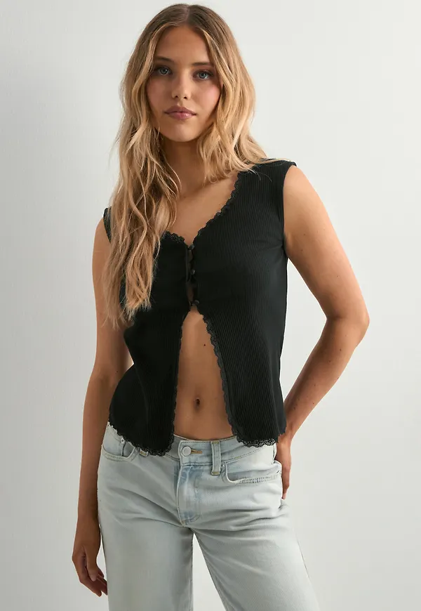Pieces - Svart - Pctirade Sl Vest Bc