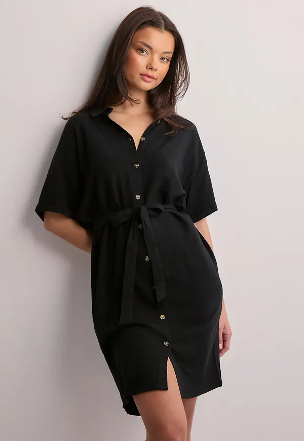 Pieces - Svart - Pcvinsty Ss Shirt Dress