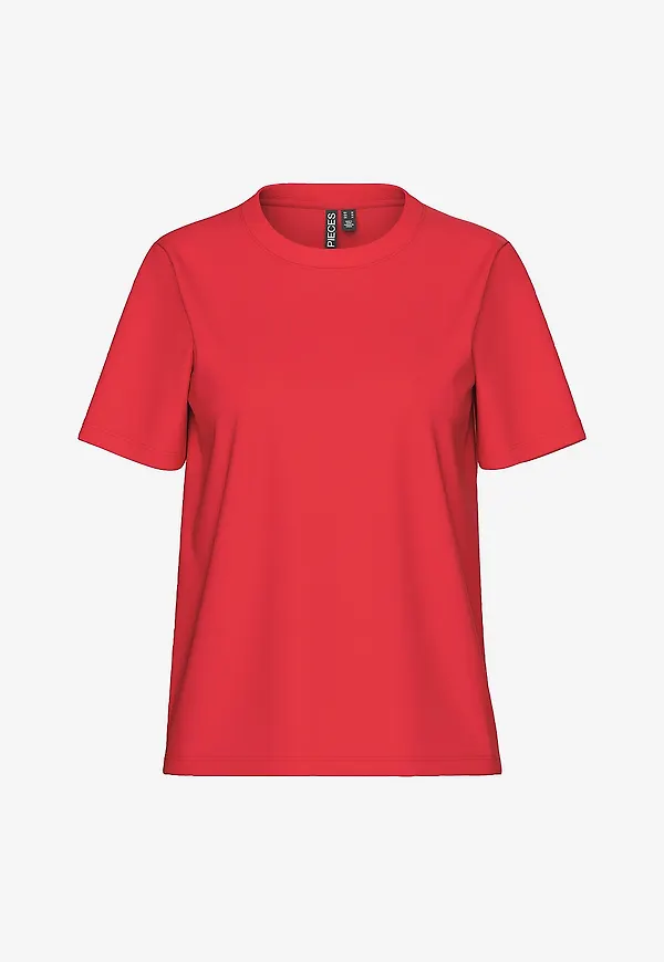 pieces - T-shirt pcRia SS Solid Tee - Röd