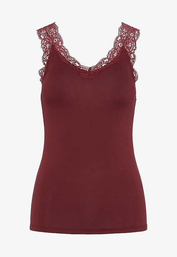 pieces - Topp pcBarbera Lace Top - Röd