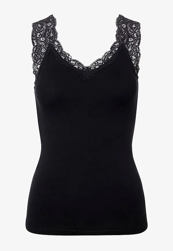 pieces - Topp pcBarbera Lace Top - Svart