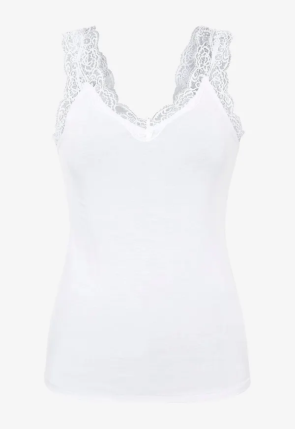 pieces - Topp pcBarbera Lace Top - Vit