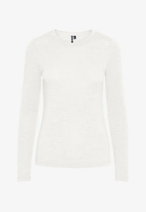 pieces - Topp pcMaria LS Top - Vit
