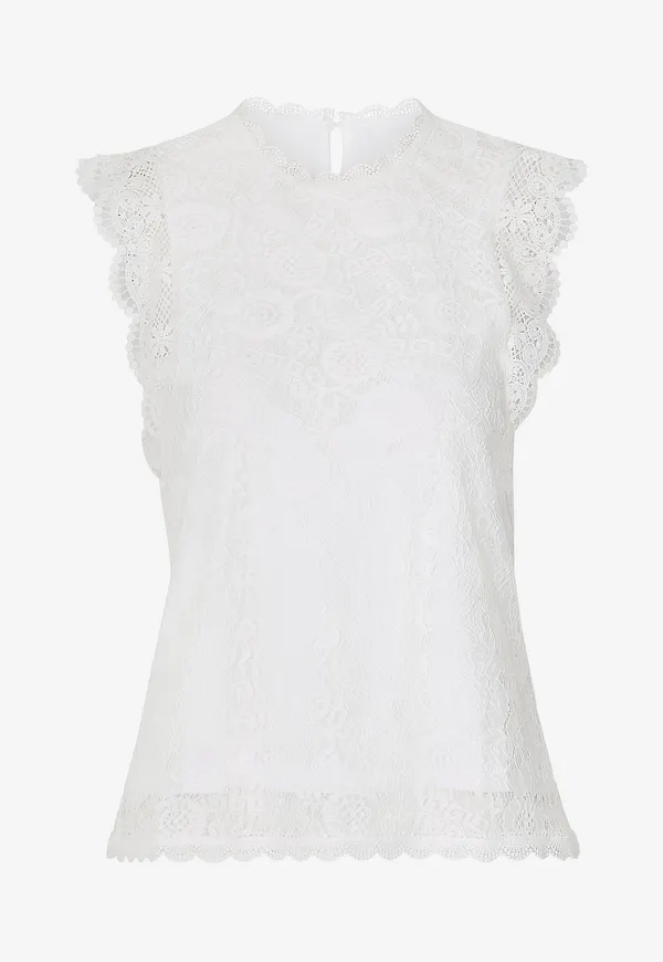 pieces - Topp pcOlline SL Lace Top - Vit