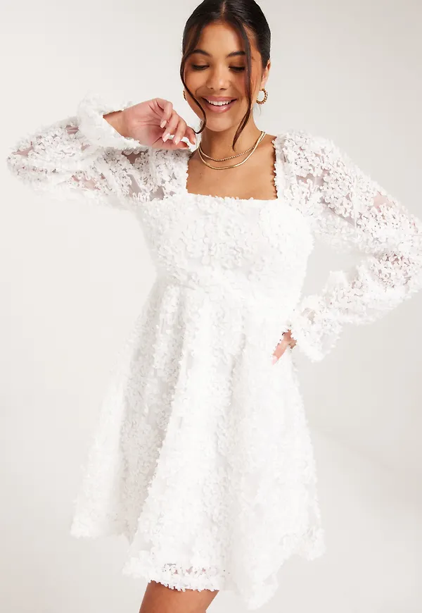 Pieces - Vit - Pckira Ls Dress D2D Dmo