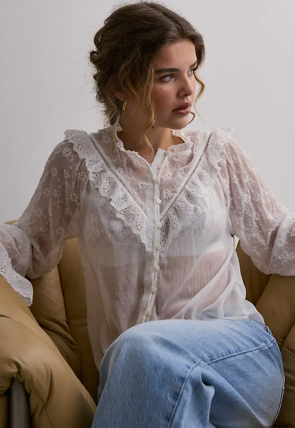 Pieces - Vit - Pclana Ls Shirt Mm