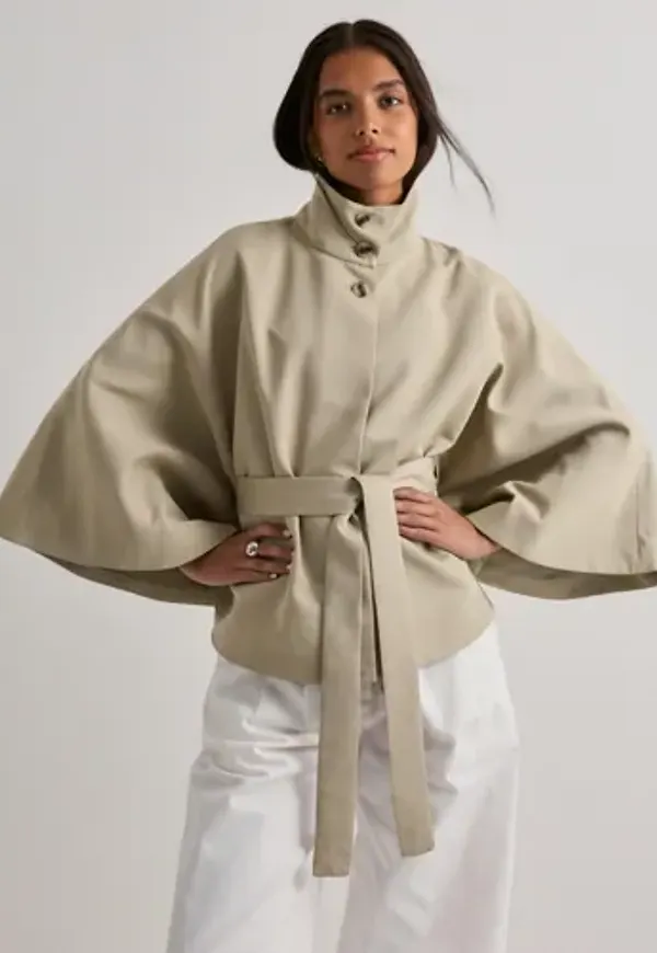 Pieces - Beige - Pcberit Cape Jacket W. Belt