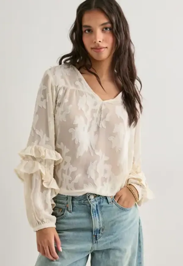Pieces - Beige - Pcmelvine Ls Top Wvn