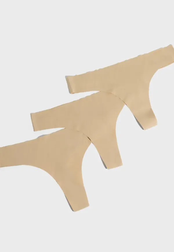 Pieces - Beige - Pcnamee Thong 3-Pack Noos