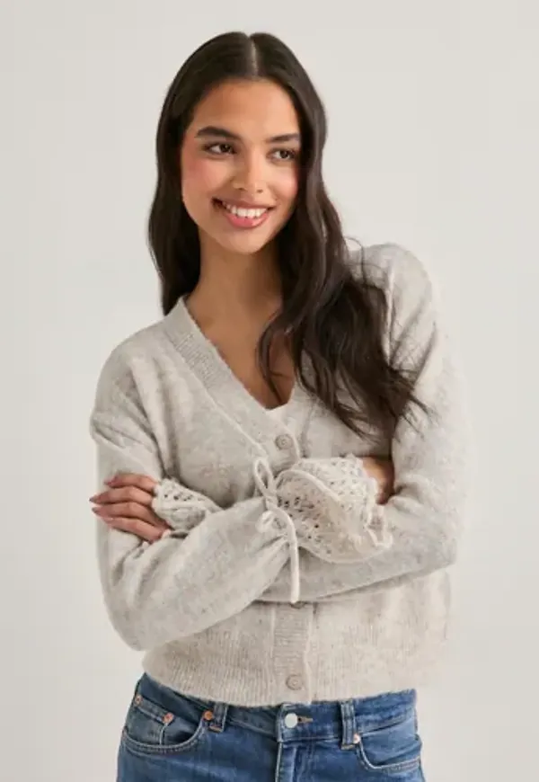 Pieces - Beige - Pcsmilla Ls Knit Cardigan D2D