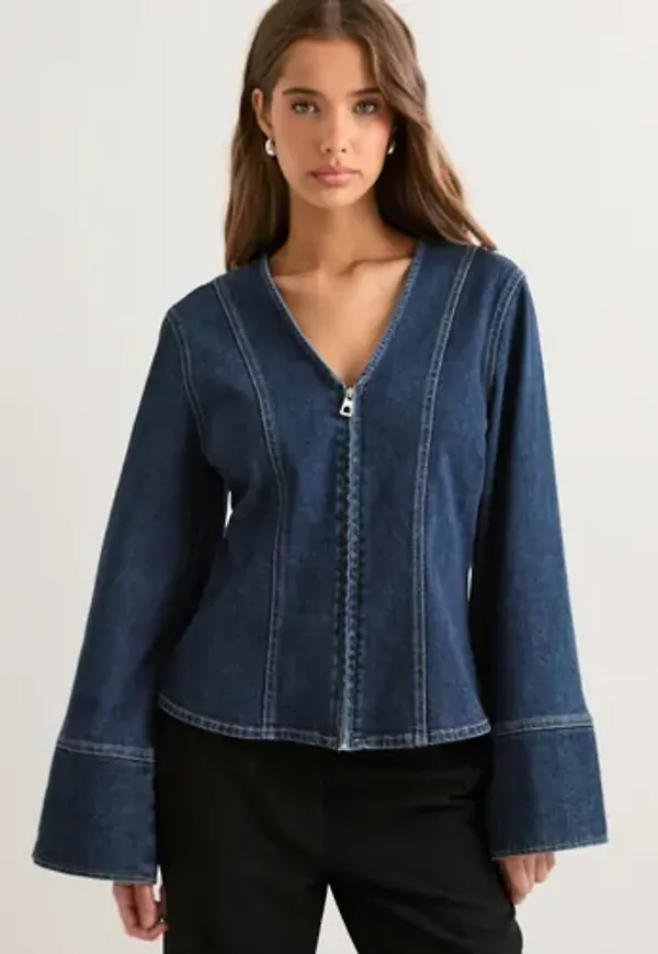 Pieces - Blå - Pcflora Ls Denim Shirt