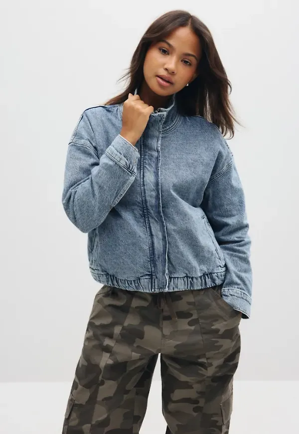 Pieces - Blå - Pcgrace Funnel Jacket Dnm D2D
