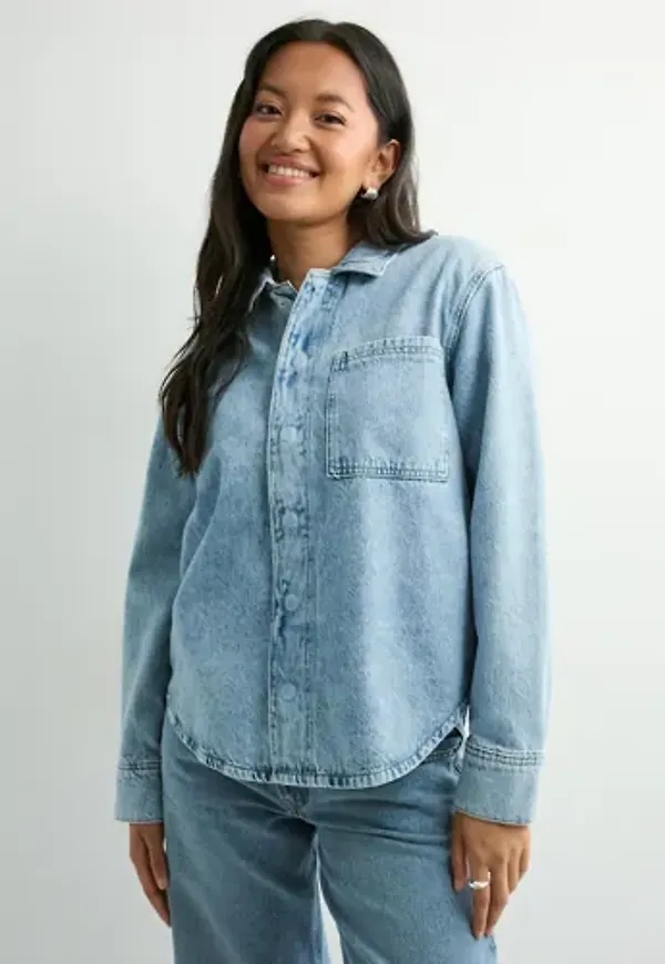 Pieces - Blå - Pcjophine Ls Denim Shirt Bc