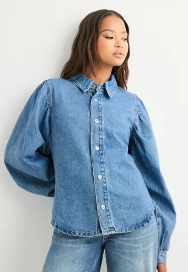 Pieces - Blå - Pcritt Ls Denim Shirt