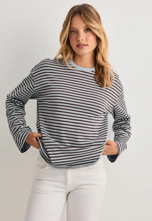 Pieces - Blå - Pcsadie Ls Top Noos