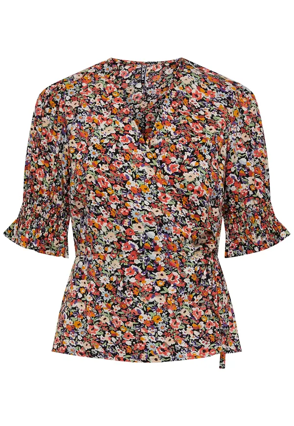 PIECES Blus 'NIKA' beige / mandarin / melon / svart