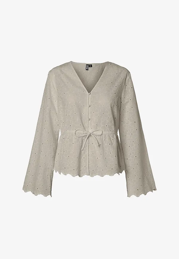 pieces - Blus pcArmorine LS Embroderi - Grå