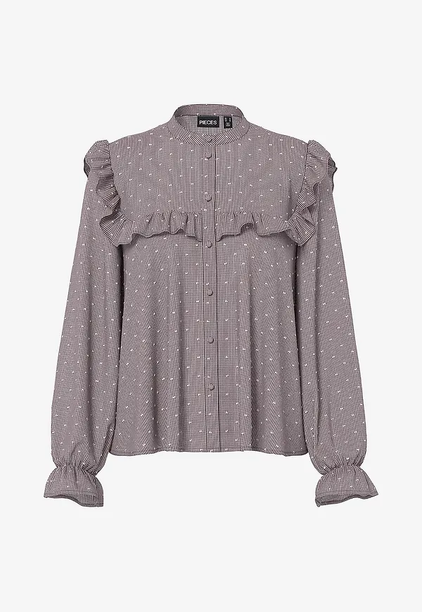 pieces - Blus pcJennya LS Wvn - Röd