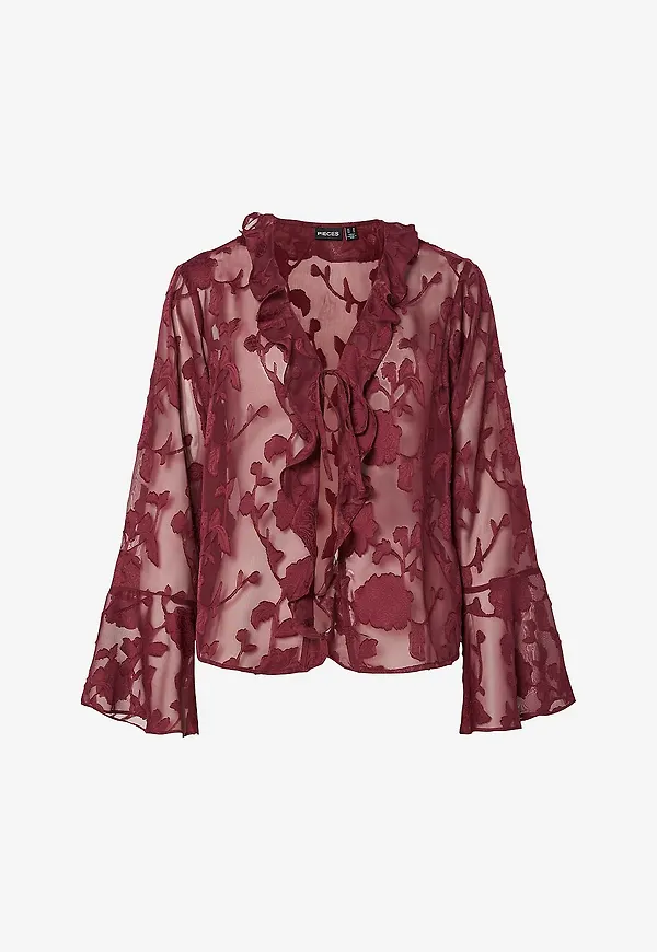pieces - Blus pcMumo LS Wvn - Röd
