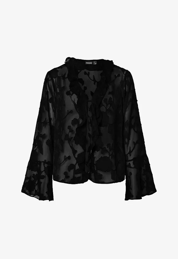 pieces - Blus pcMumo LS Wvn - Svart