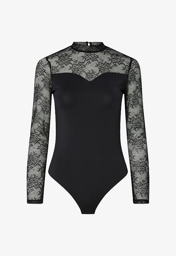 pieces - Bodys pcMilly Lace - Svart