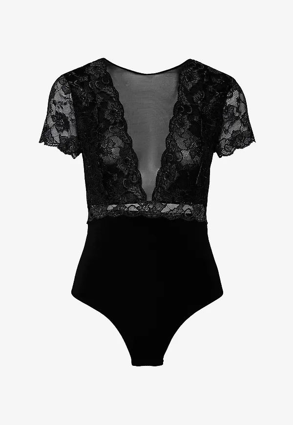 pieces - Bodys pcSicca SS Bodystocking - Svart