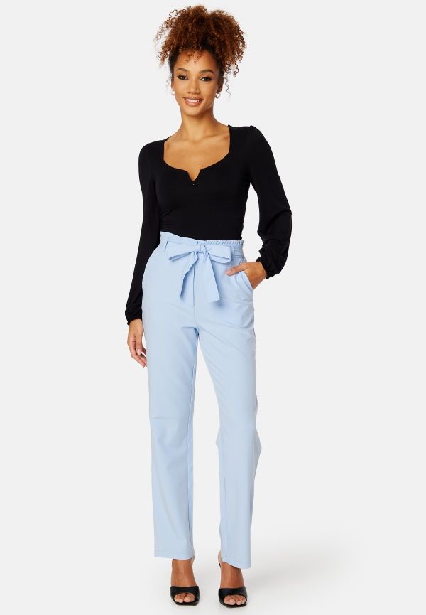 Pieces Boss HW Paperbag Straight Pants Kentucky Blue XS