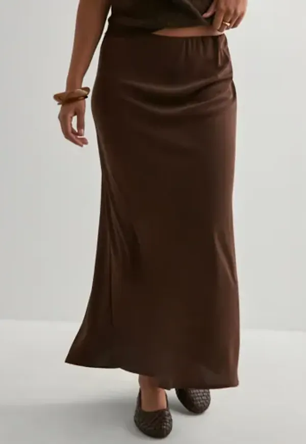 Pieces - Brun - Pcfranan Hw Ankle Skirt Noos Bc
