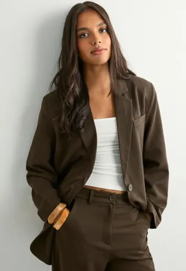 Pieces - Brun - Pckamil Ls Loose Blazer Noos Bc