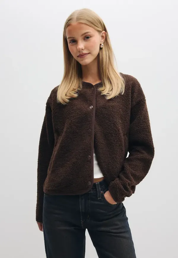 Pieces - Brun - Pckatty Teddy Jacket Bc