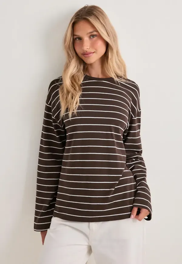 Pieces - Brun - Pcsadie Ls Top Noos