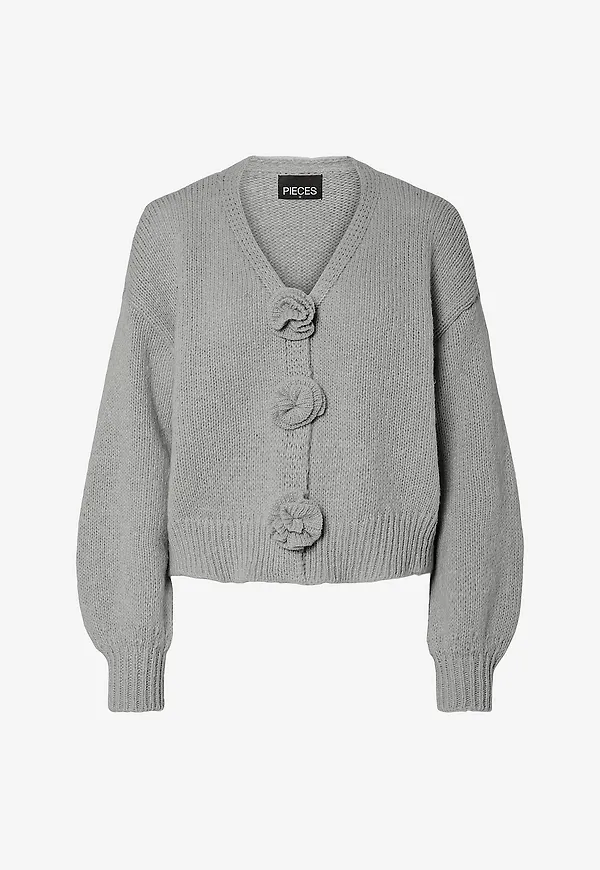 pieces - Cardigan pcFatima LS Knit Cardigan - Grå