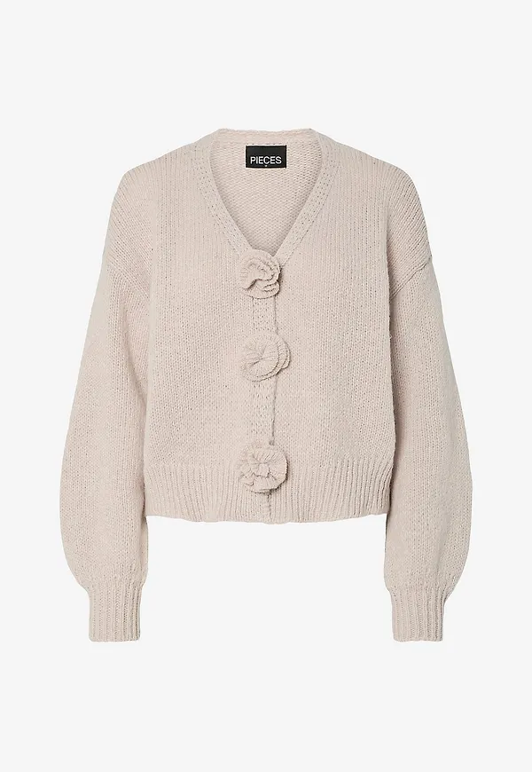 pieces - Cardigan pcFatima LS Knit Cardigan - Grå