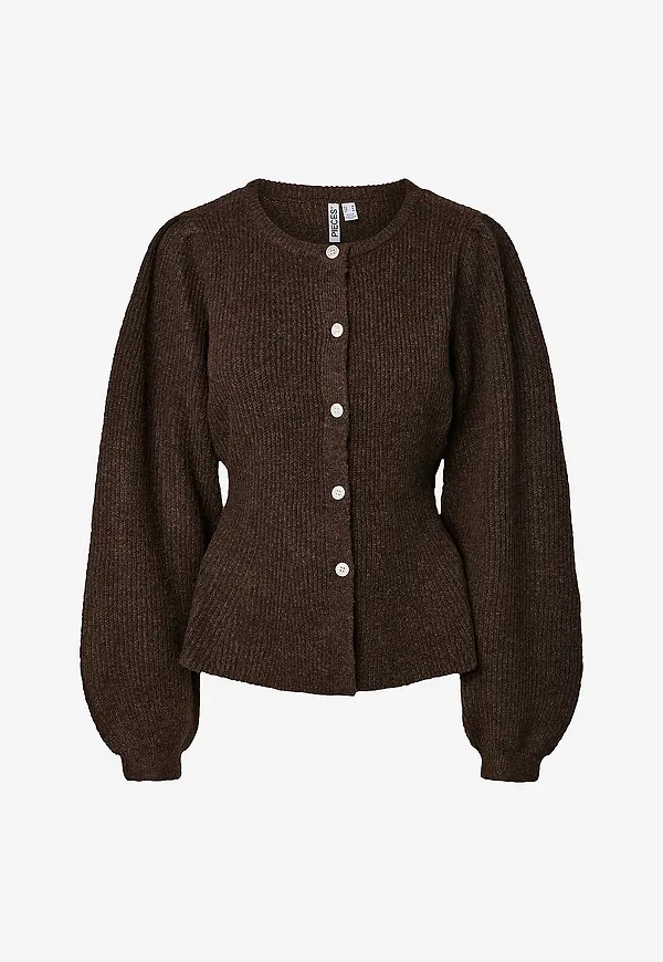 pieces - Cardigan pcSilly LS Puff Knit Cardigan - Brun