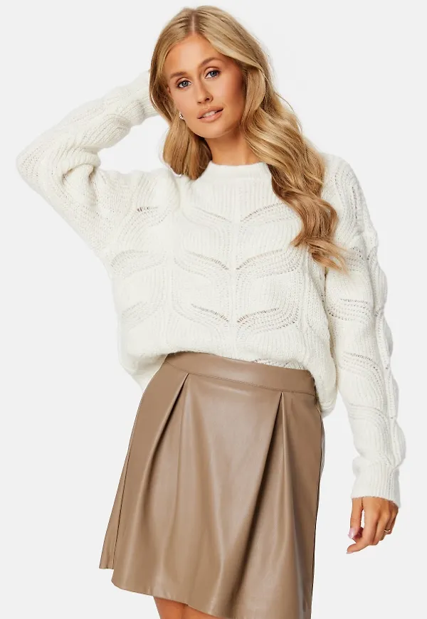 Pieces Cornelia LS O-Neck Knit Cloud Dancer L