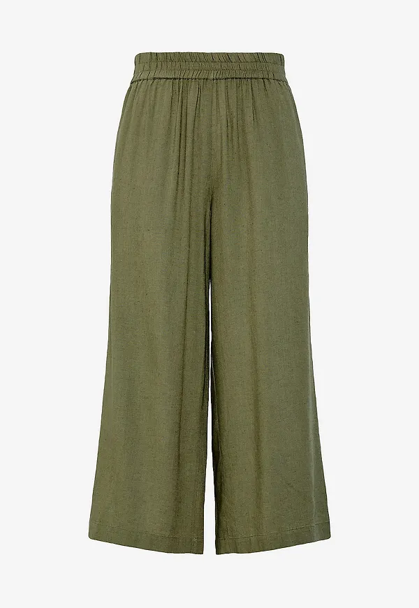 pieces - Culottes pcPia HW Wide Wvn - Grön