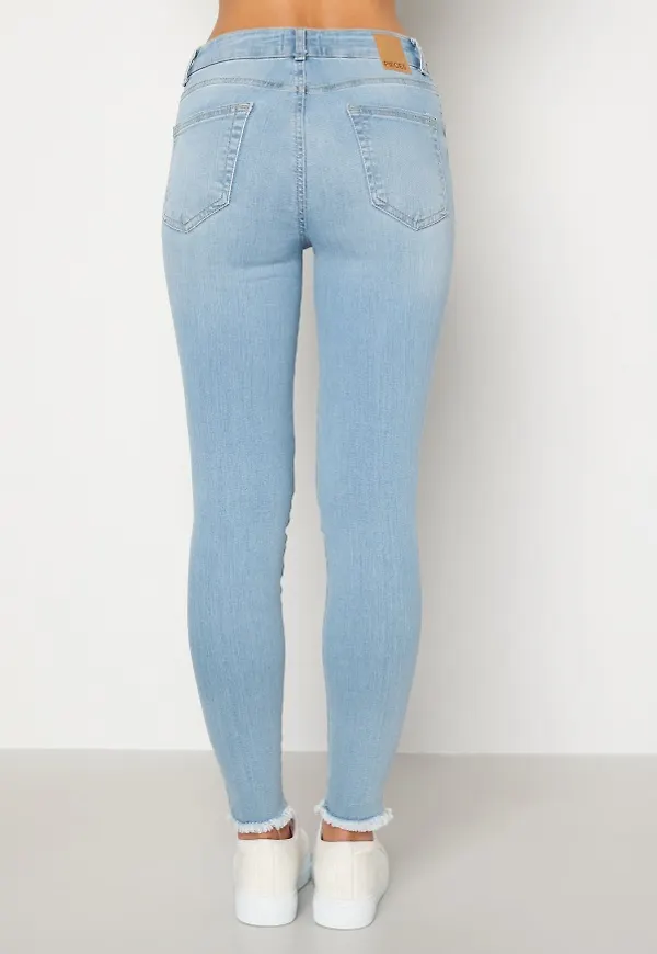 Pieces Delly Skinny MW Raw Light Blue Denim L