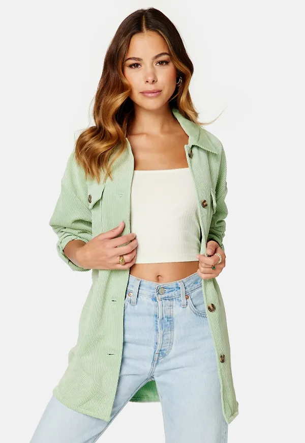 Pieces Effi Selma Overshirt Jacket Silt Green XS