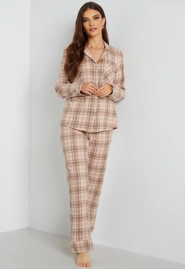 Pieces Era Pyjamas Set Rose Dust Checks L