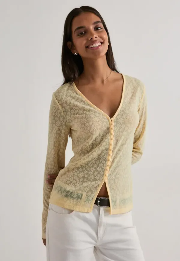 Pieces - Gul - Pcbaisy Ls Cardigan Bc