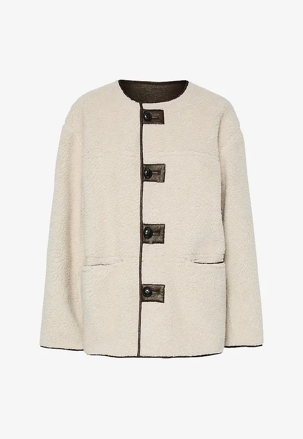 pieces - Jacka pcJulie Reversible Teddy Coated - Beige