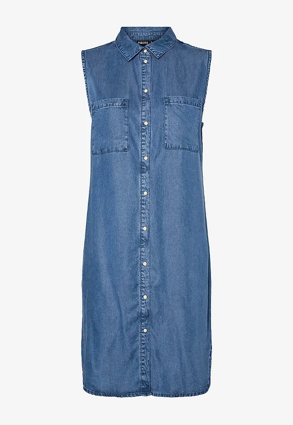 pieces - Jeansklänning pcVilje SL Denim Dress - Blå