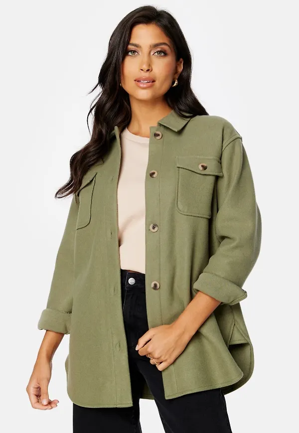 Pieces Judy Shacket Deep Lichen Green XS