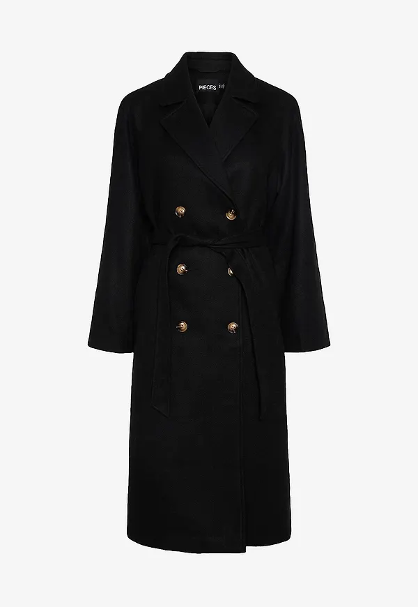 pieces - Kappa pcMarbel Long Coat - Svart