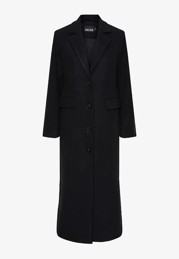 pieces - Kappa pcNadine Long Coat - Svart