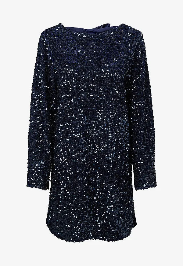 pieces - Klänning Pckammy Ls Deep Back Bow Dress Jrs - Blå