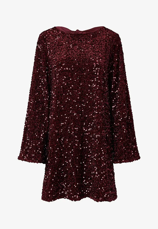 pieces - Klänning Pckammy Ls Deep Back Bow Dress Jrs - Röd