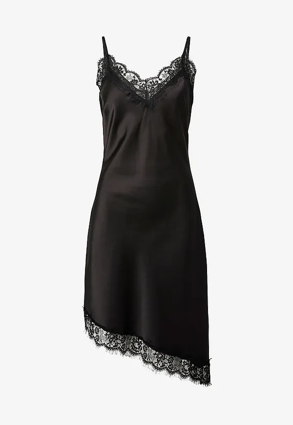 pieces - Klänning pcNomi Strap Satin Lace - Svart