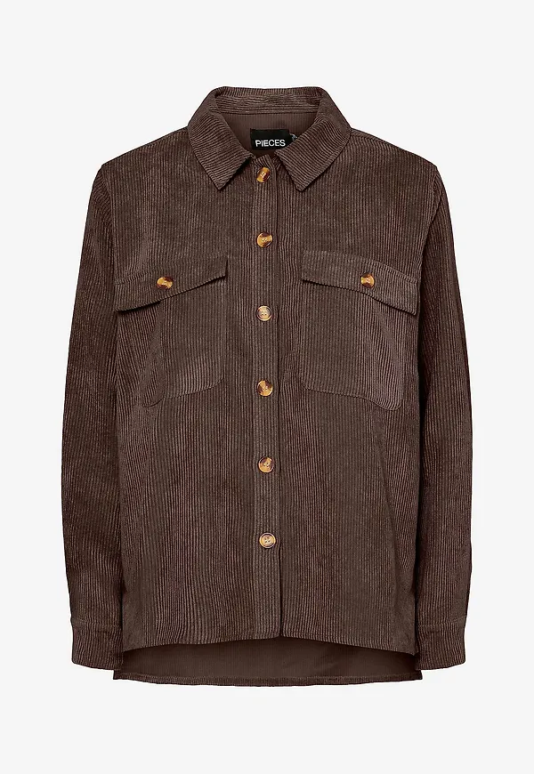 pieces - Manchesterskjorta pcEffi LS - Brun