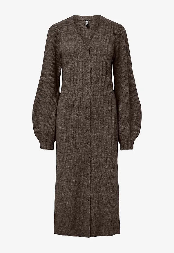 pieces - Midiklänning Pcfaly Ls Knit Dress Bc - Brun